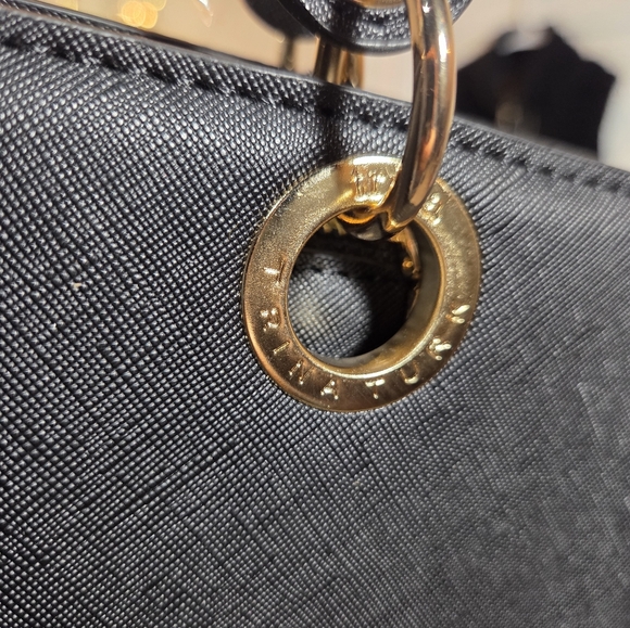 Trina Turk Black Satchel with Gold Accents - Picture 8 of 13